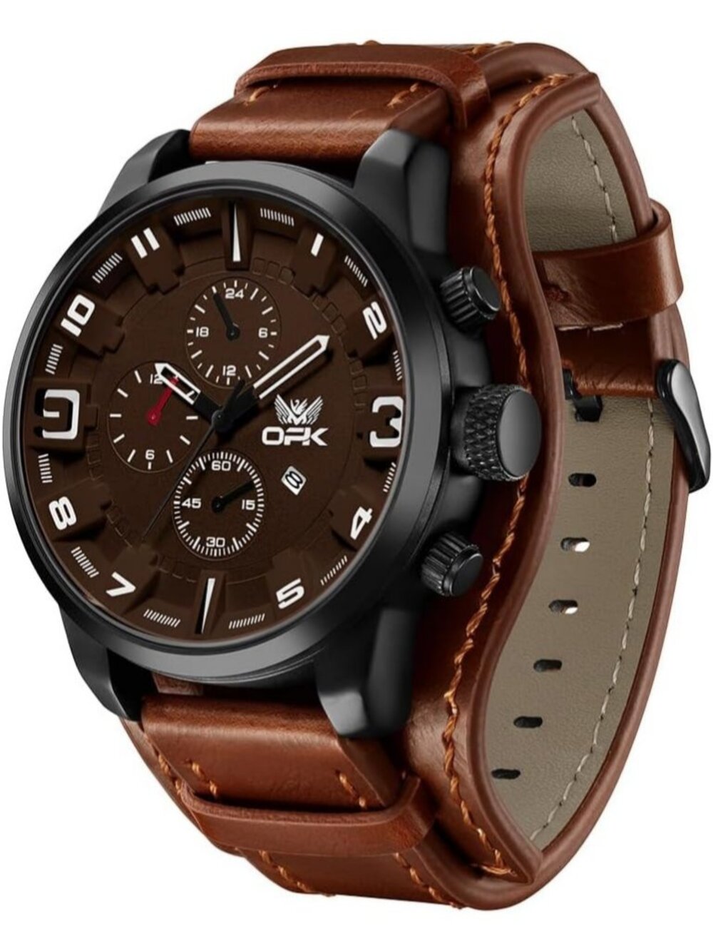 Men's Brown Chronograph Waterproof Luminous Easy To Read Dress Wrist Watch